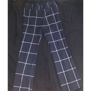 Navy Blue Windowpane Trousers
